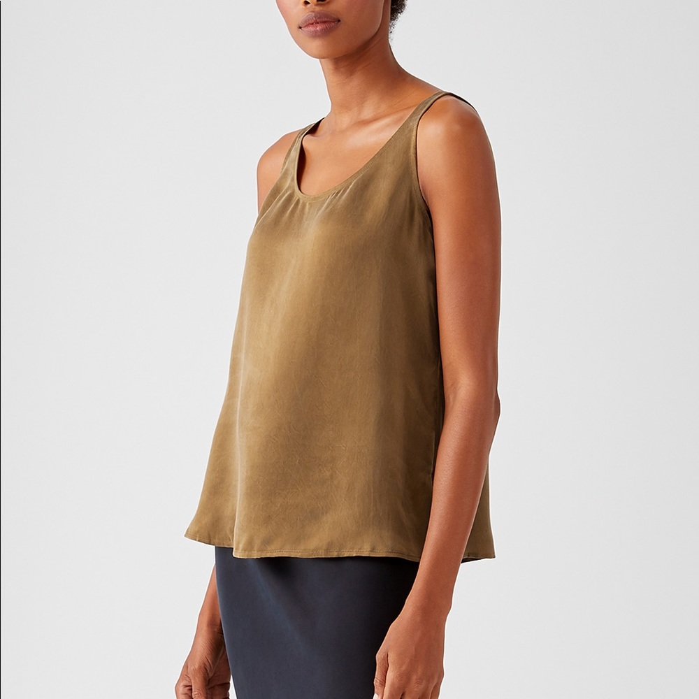 EILEEN FISHER Sandwashed Cupro Scoop Neck Tank